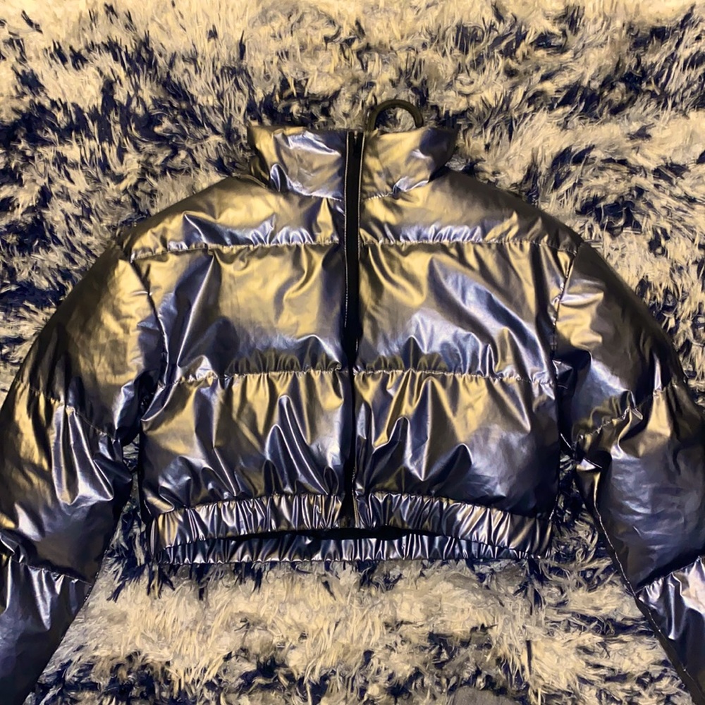 Zip Front Crop Puffer Coat